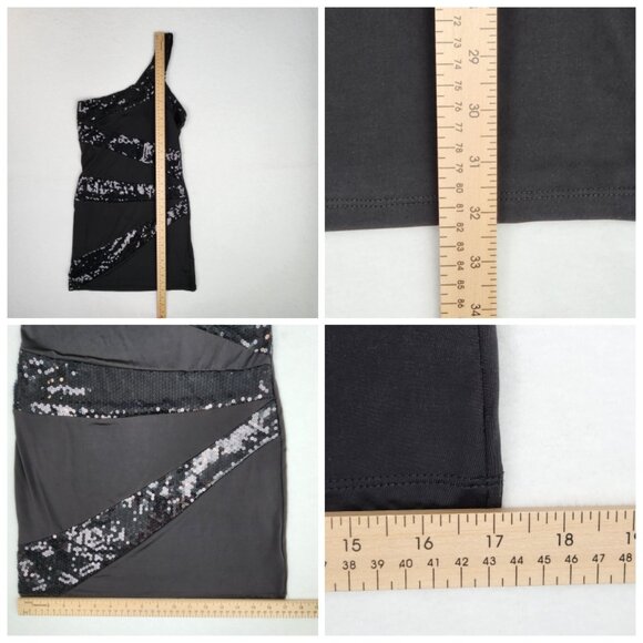 Arden B Womens One Shoulder Sequin Dress Size L Black NWT - Picture 7 of 7